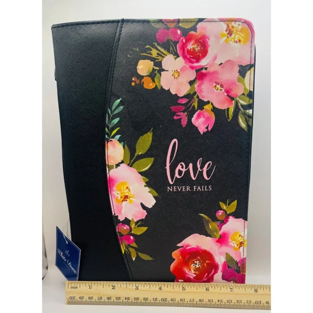 rose front bible cover regular size with pockets on the inside